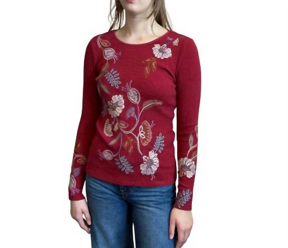 NEW JOHNNY WAS long sleeve thermal gineva top in biking red
